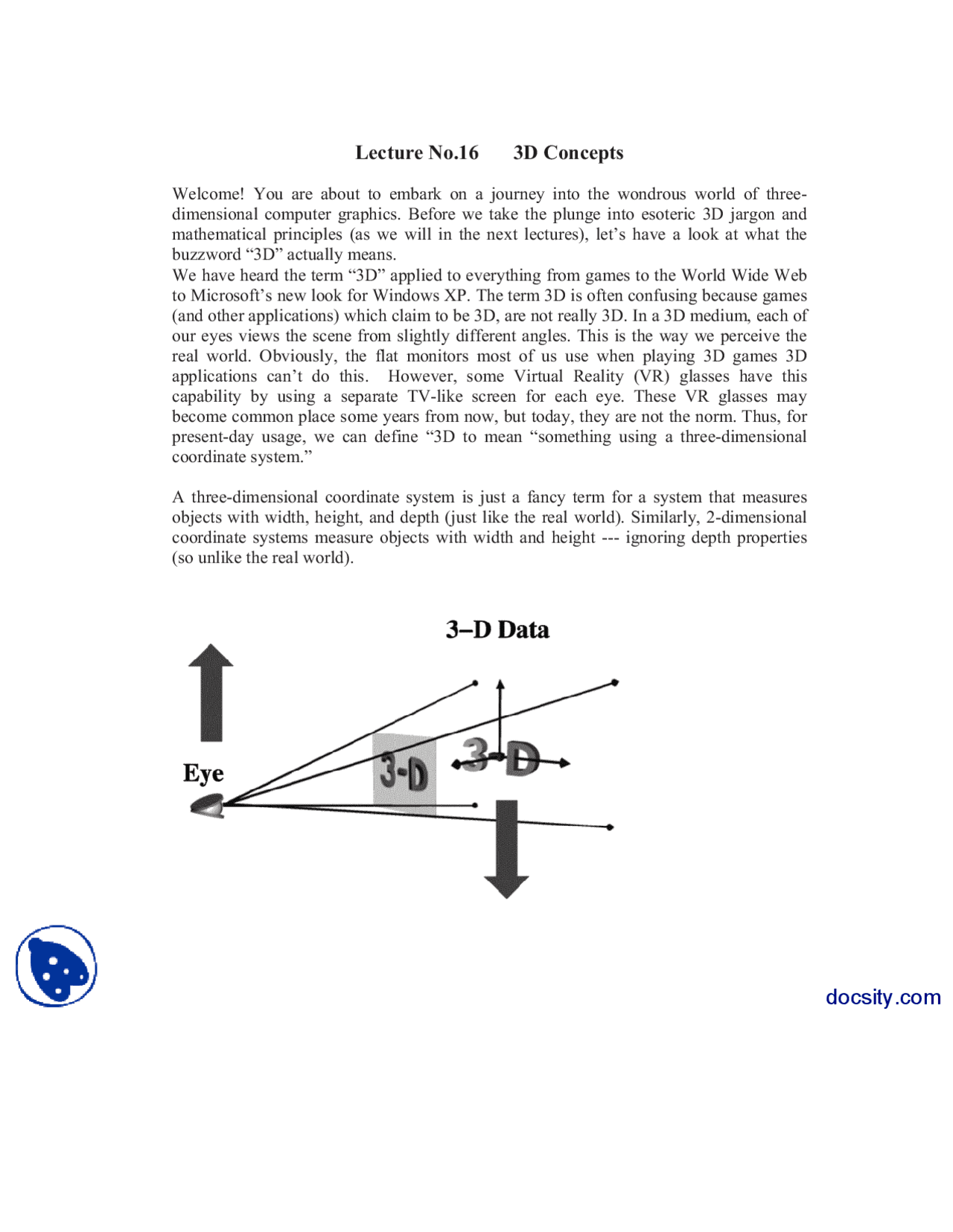 3d Concepts-Computer Graphics-Lecture Notes | Study notes Computer ...