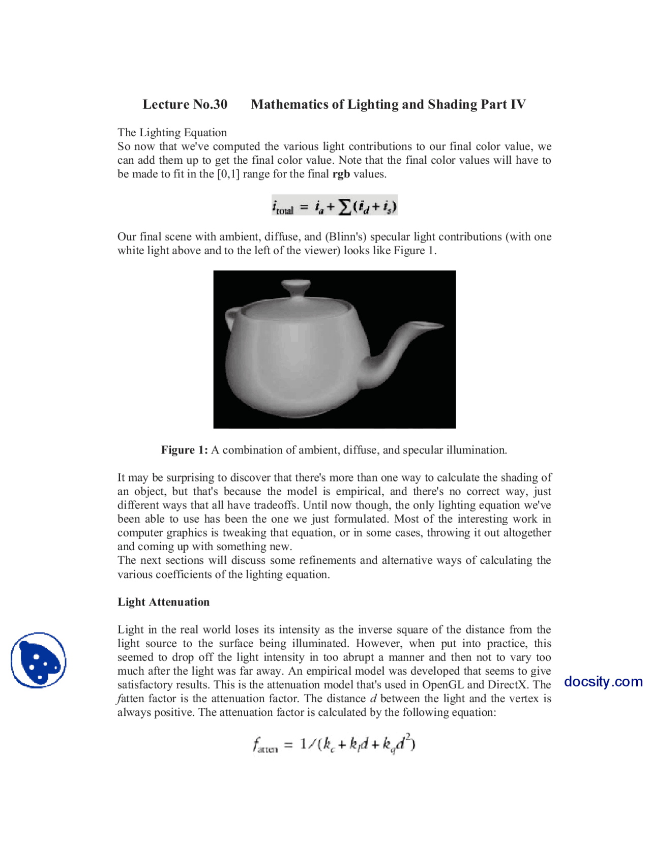 Light Calculus Mathematics Of Lighting And Shading Part 4-Computer Graphics-Lecture ...