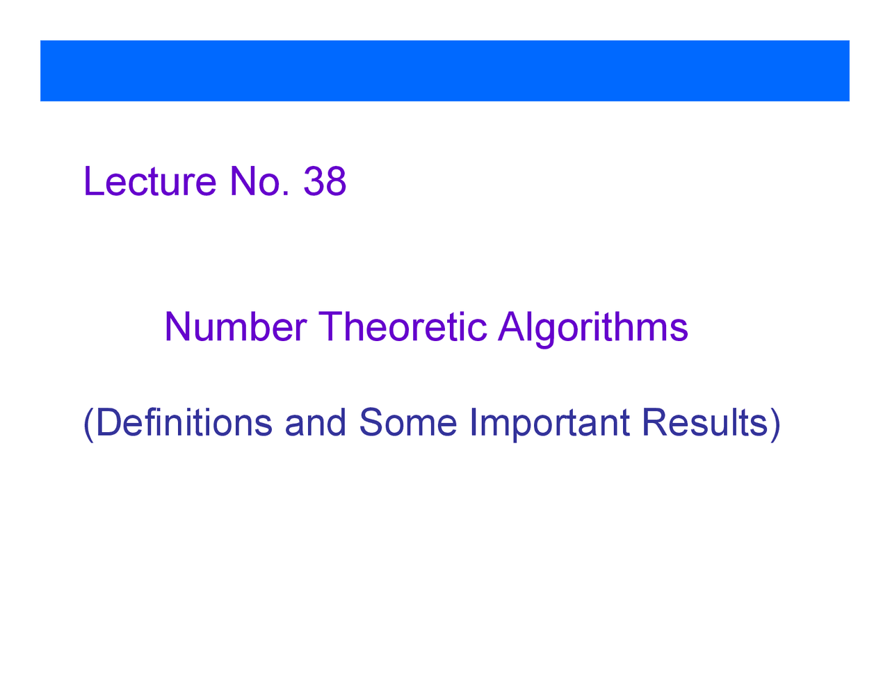 Number Theoretic Algorithms, Rules And Definitions-Advance Analysis ...