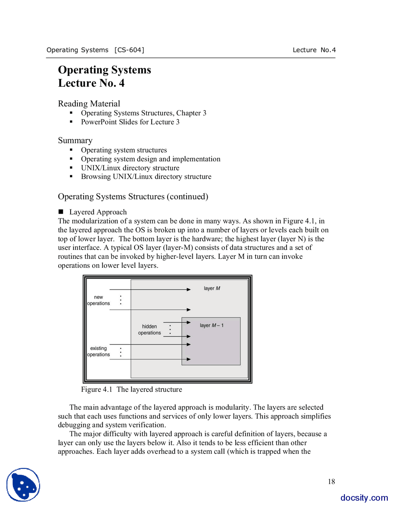 Operating System Structures-Operating Systems-Lecture Notes - Docsity
