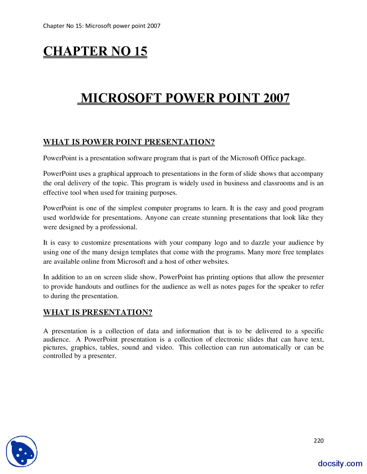 Ms Powerpoint Lecture Notes Pdf Microsoft Powerpoint 2007-Computer Fundamentals-Lecture Notes | Study ...