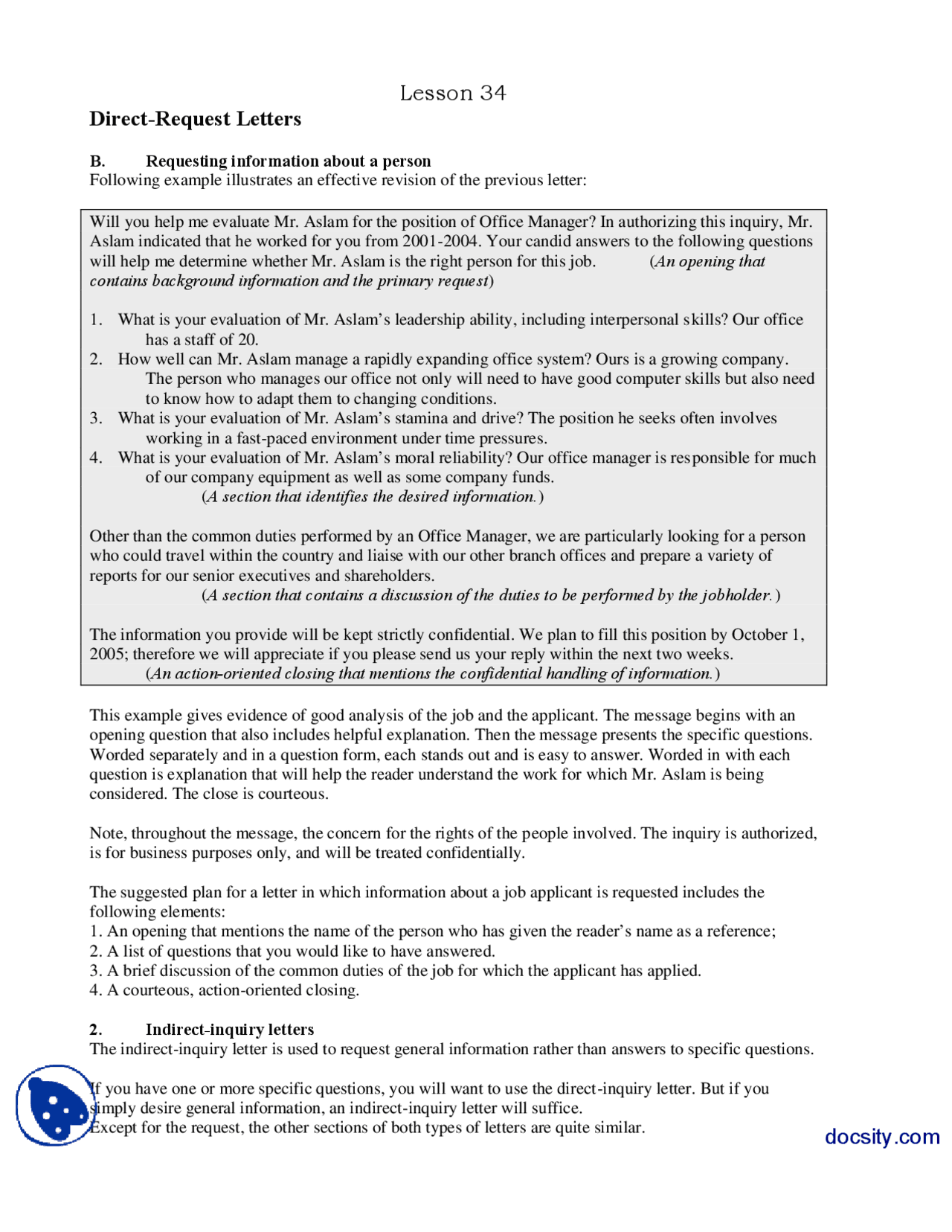 Direct Request Letters Part 2-Communication Skills-Lecture Handout ...