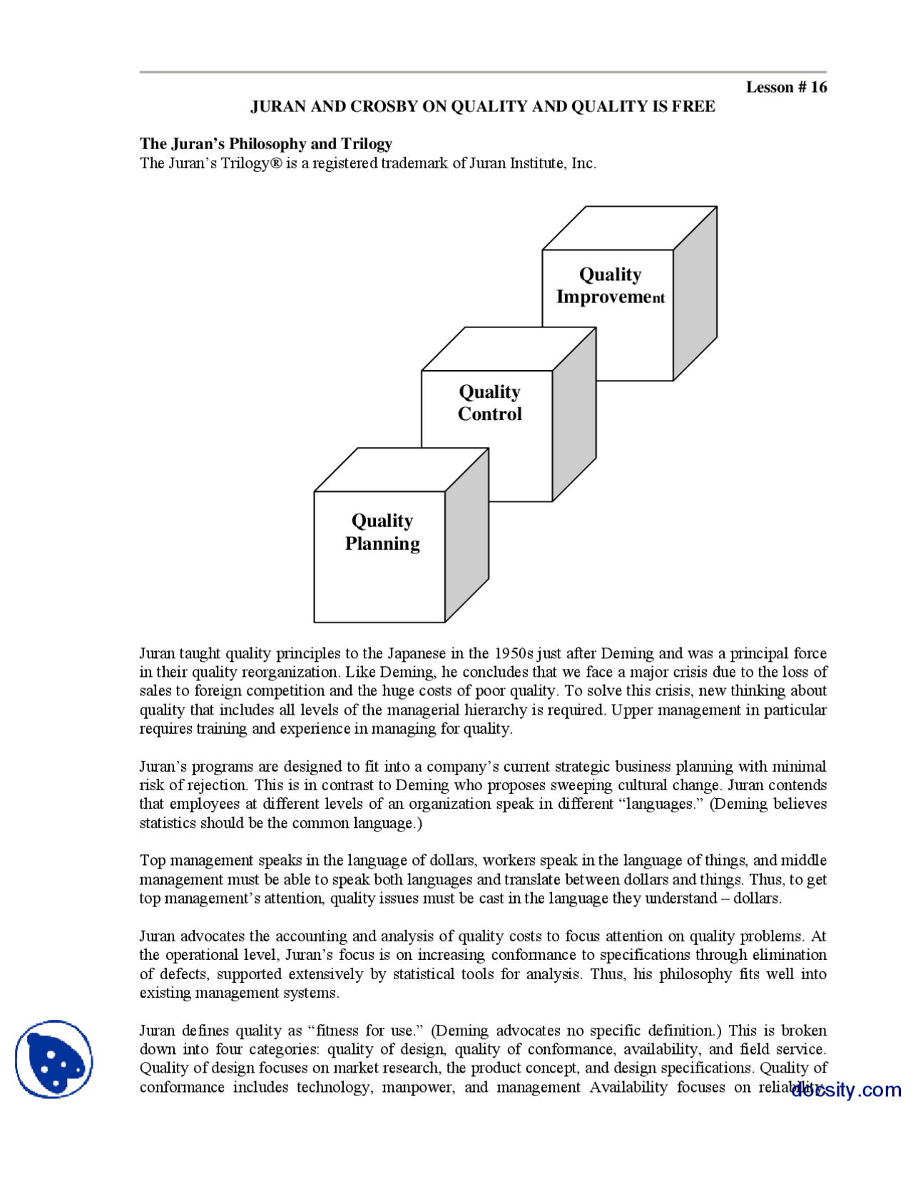 Juran And Crosby On Quality And Quality Is Free-Total Quality Managment ...