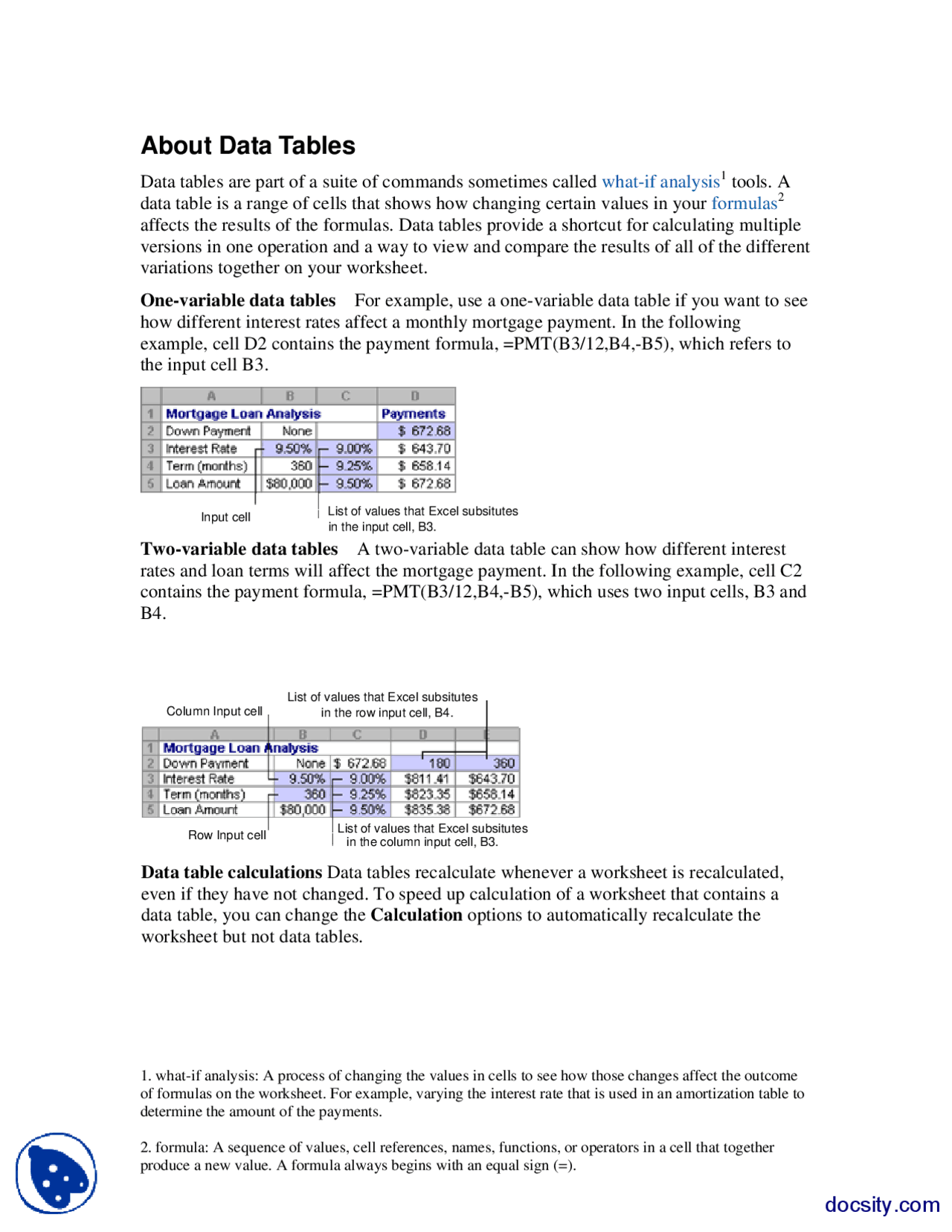 About Data Tables-Engineering Economics-Lecture Handout - Docsity