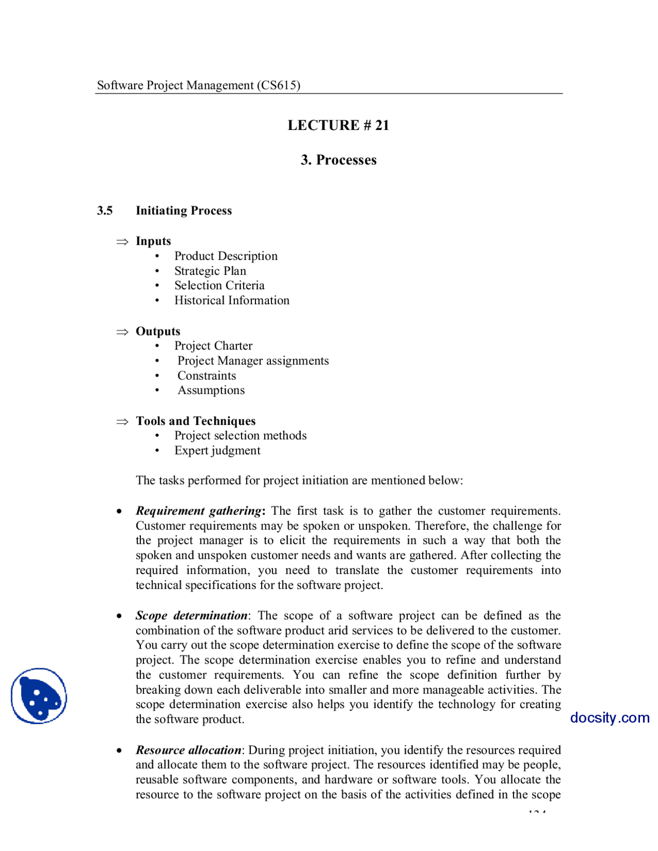 processes, software process-software project... Processes, Initiating Processes-Software Project Management-Lecture ...