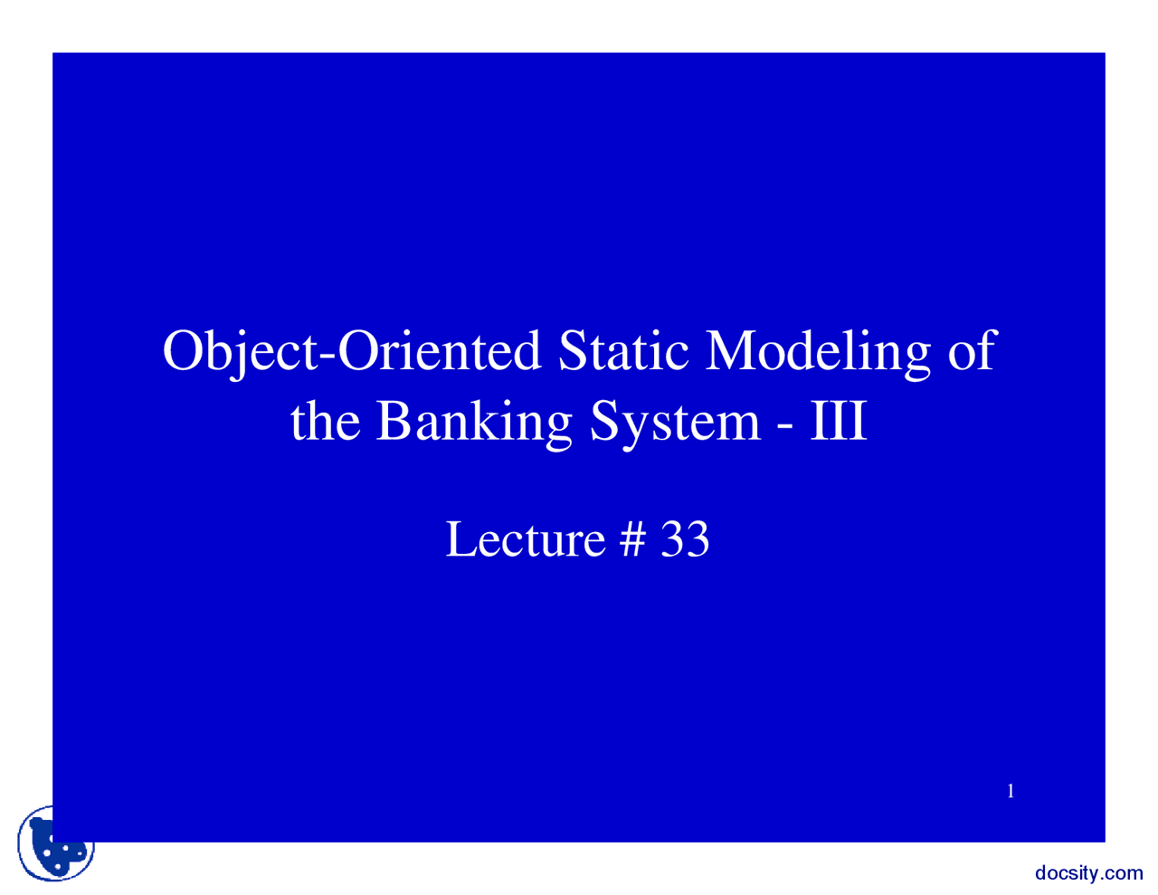 Object Oriented Static Modeling Of The Banking System 3-Software ...