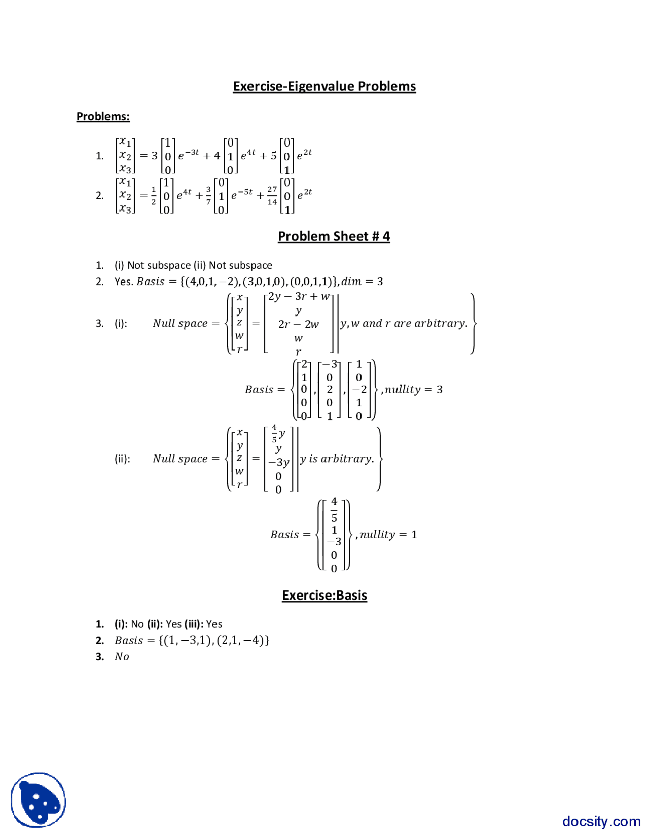 Eigenvalue Problem Examples Eigen Value Problems-Linear Algebra-Problem Solution | Exercises Linear ...