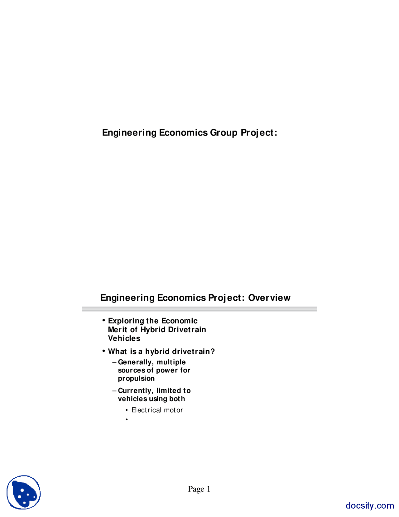 Engineering Economics Group Project-Engineering Economics-Project ...