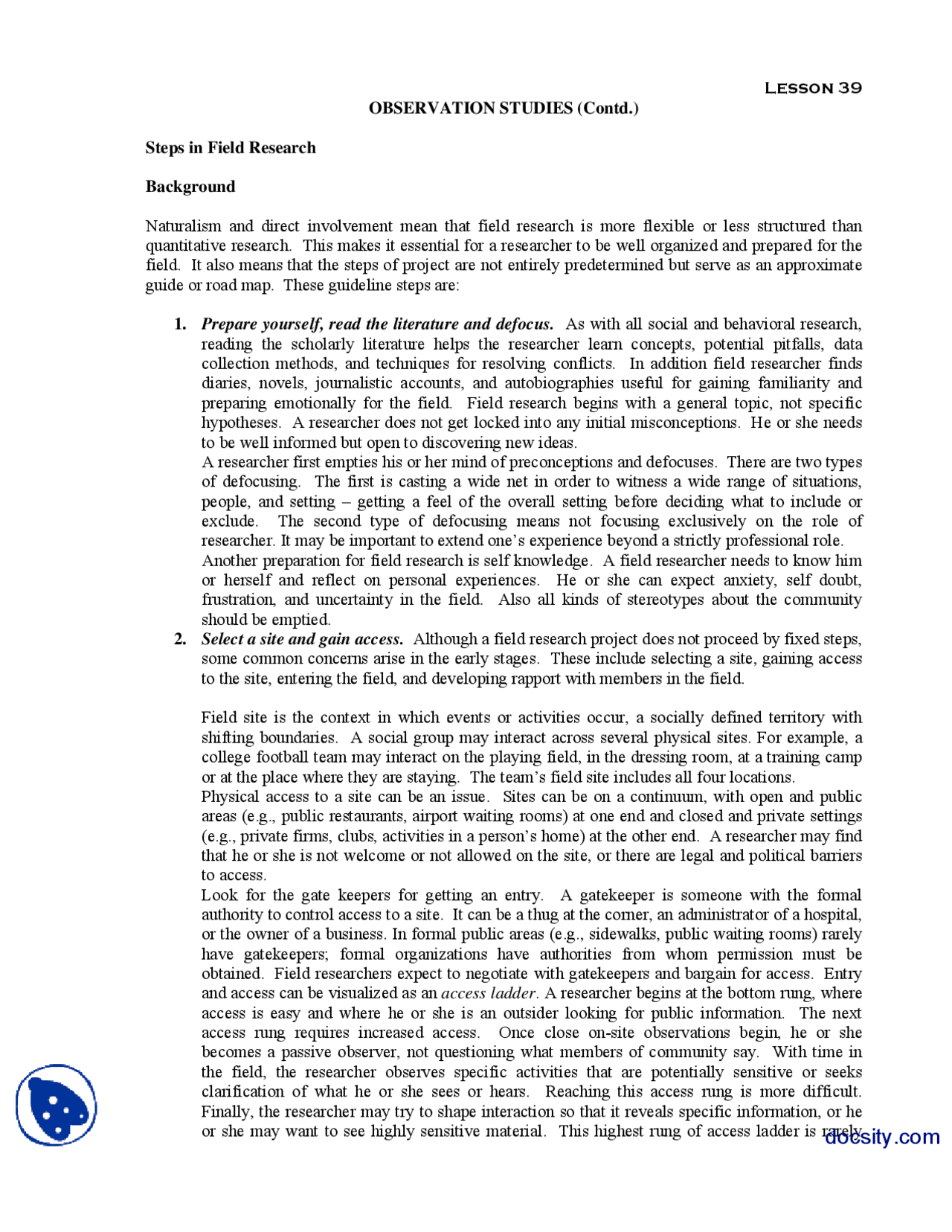 Observe Wait Listen Handout.pdf Observation Studies-Research Methods-Handouts - Docsity