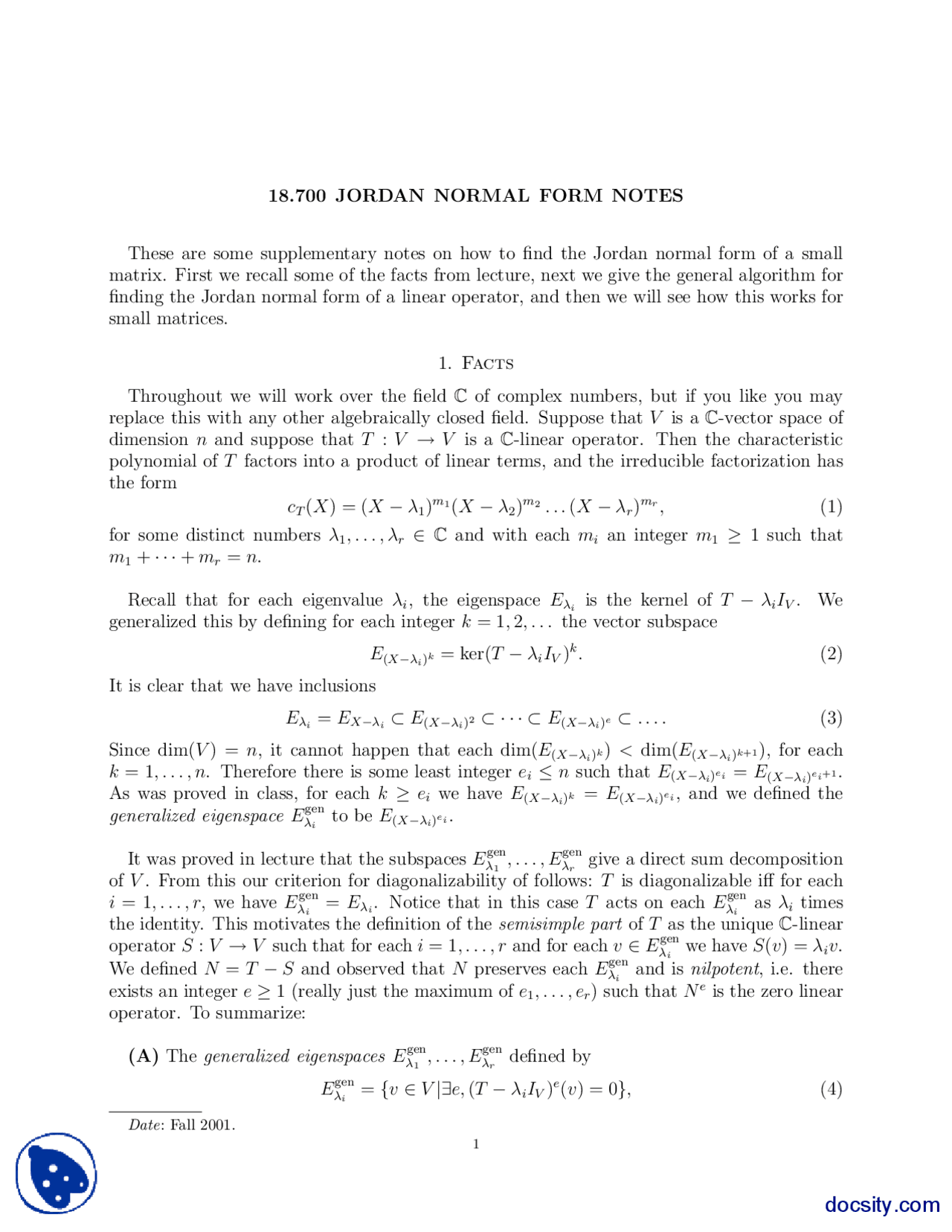 Jordan Normal Form-Differential Equations and Their Solutions-Lecture ...
