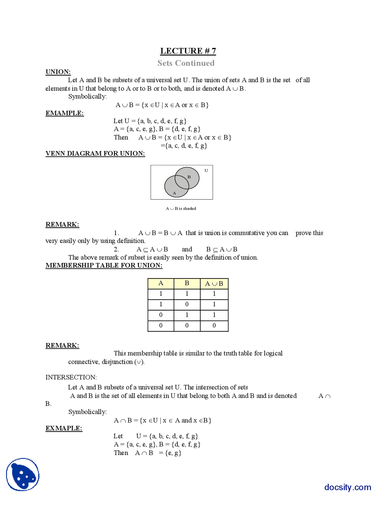 Union-Discrete Mathematics-Lecture Handout | Exercices Mathématiques ...