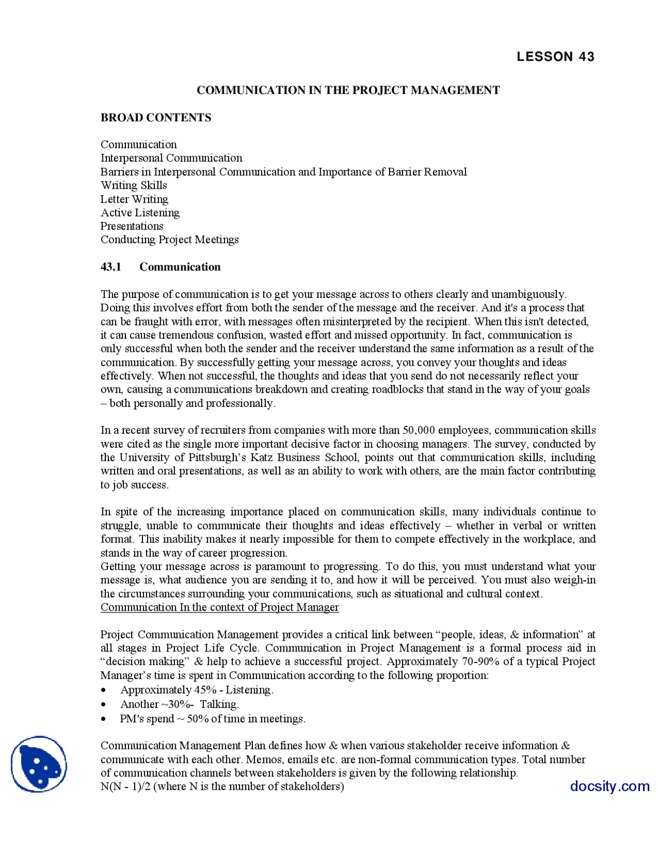 Communication In The Project Management-Project Managment-Handouts ...
