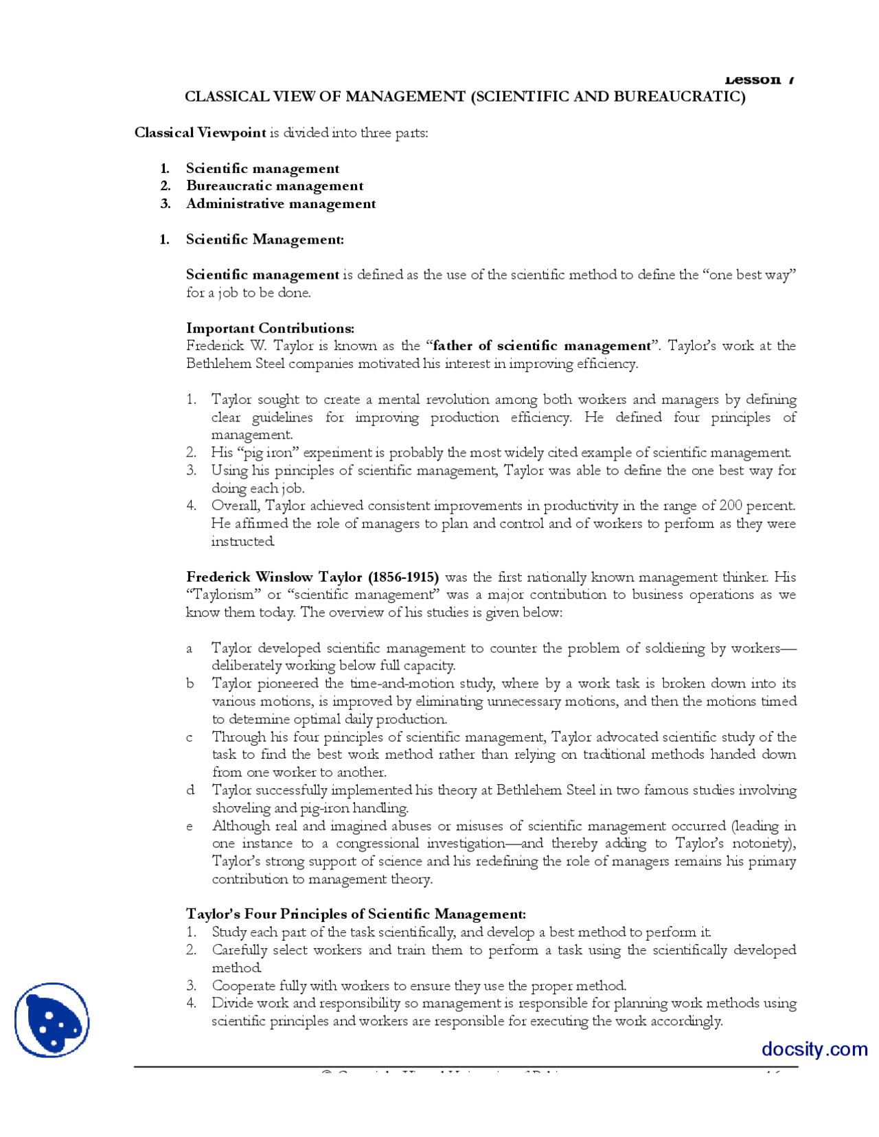 Classical Approach Examples Classical View Of Management Scientific And Bureaucratic-Principle of ...