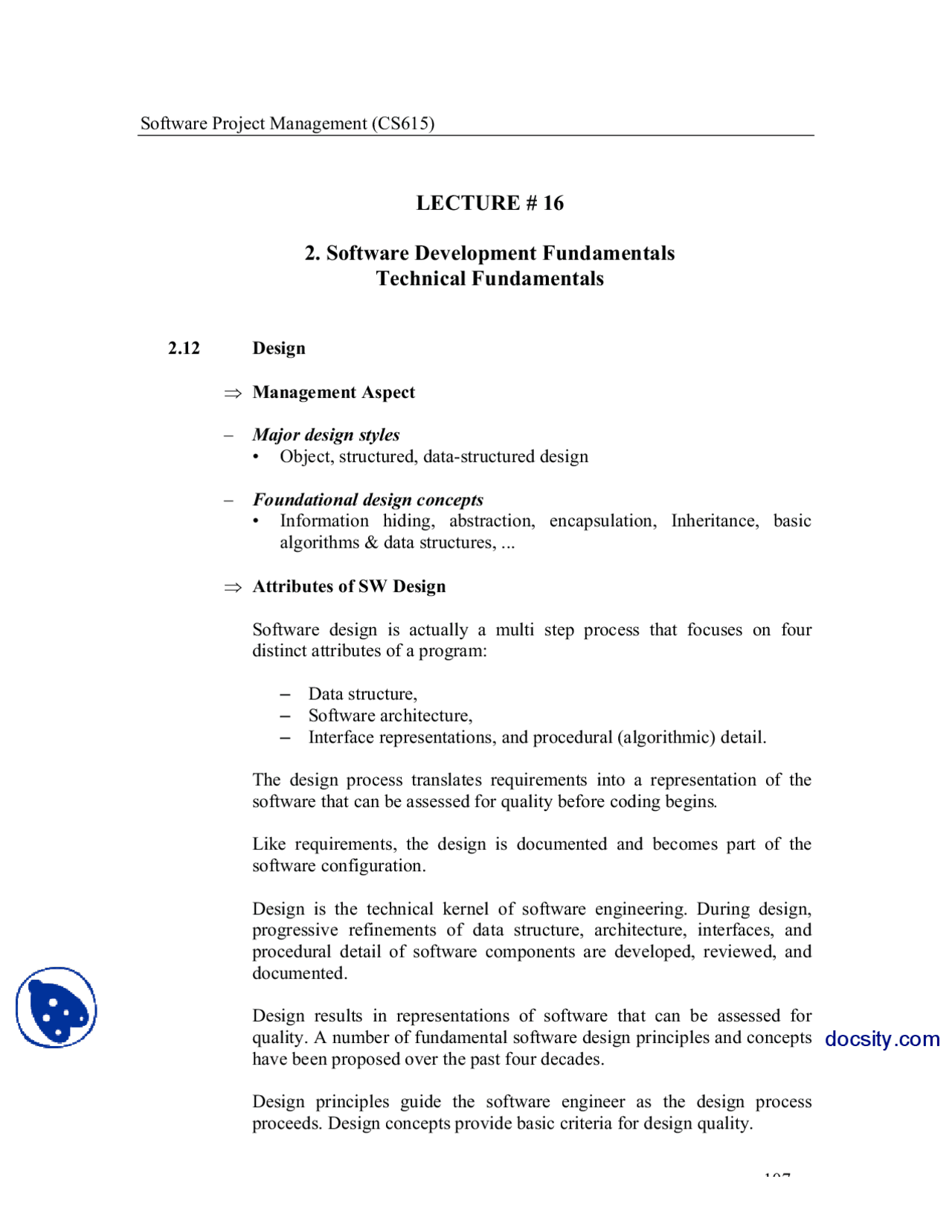 Software Development Fundamentals, Design-Software Project Management ...