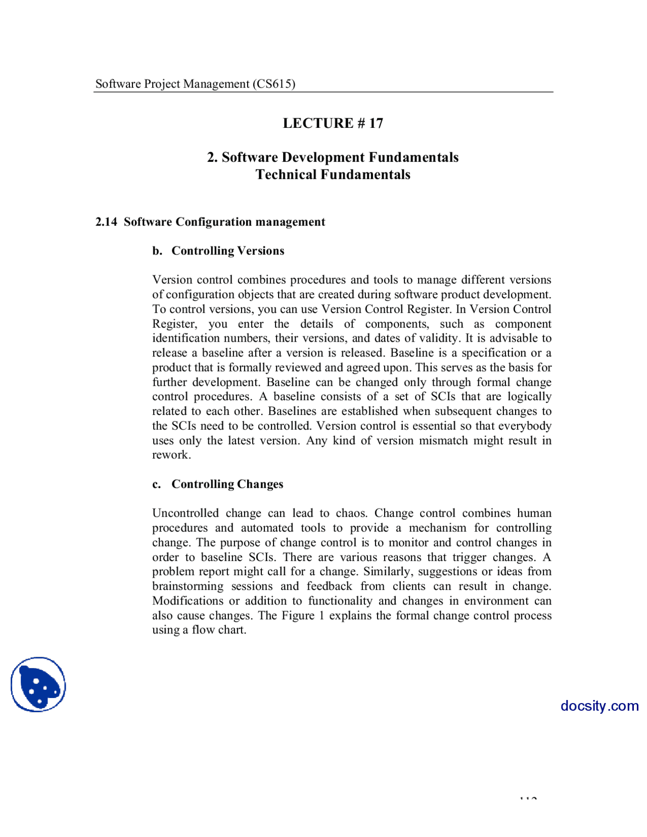 Software Configuration Management: Controlling Versions and Changes ...