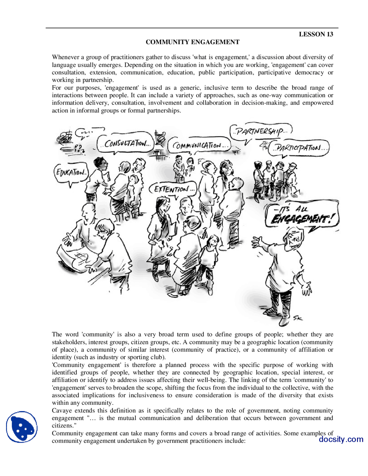 Project Community Hand Out Community Engagment-Community Journalism-Lecture Handout - Docsity