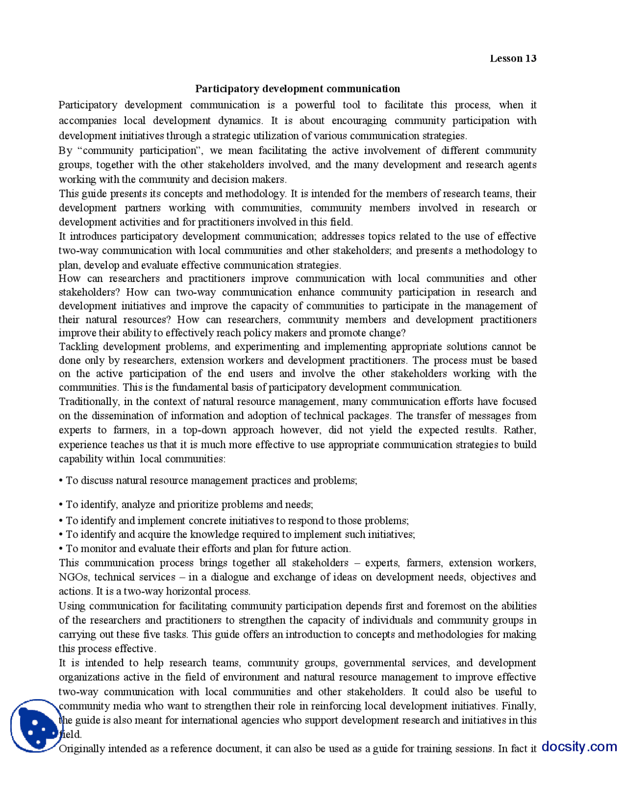 Participatory Development Communication Part 1-Development ...