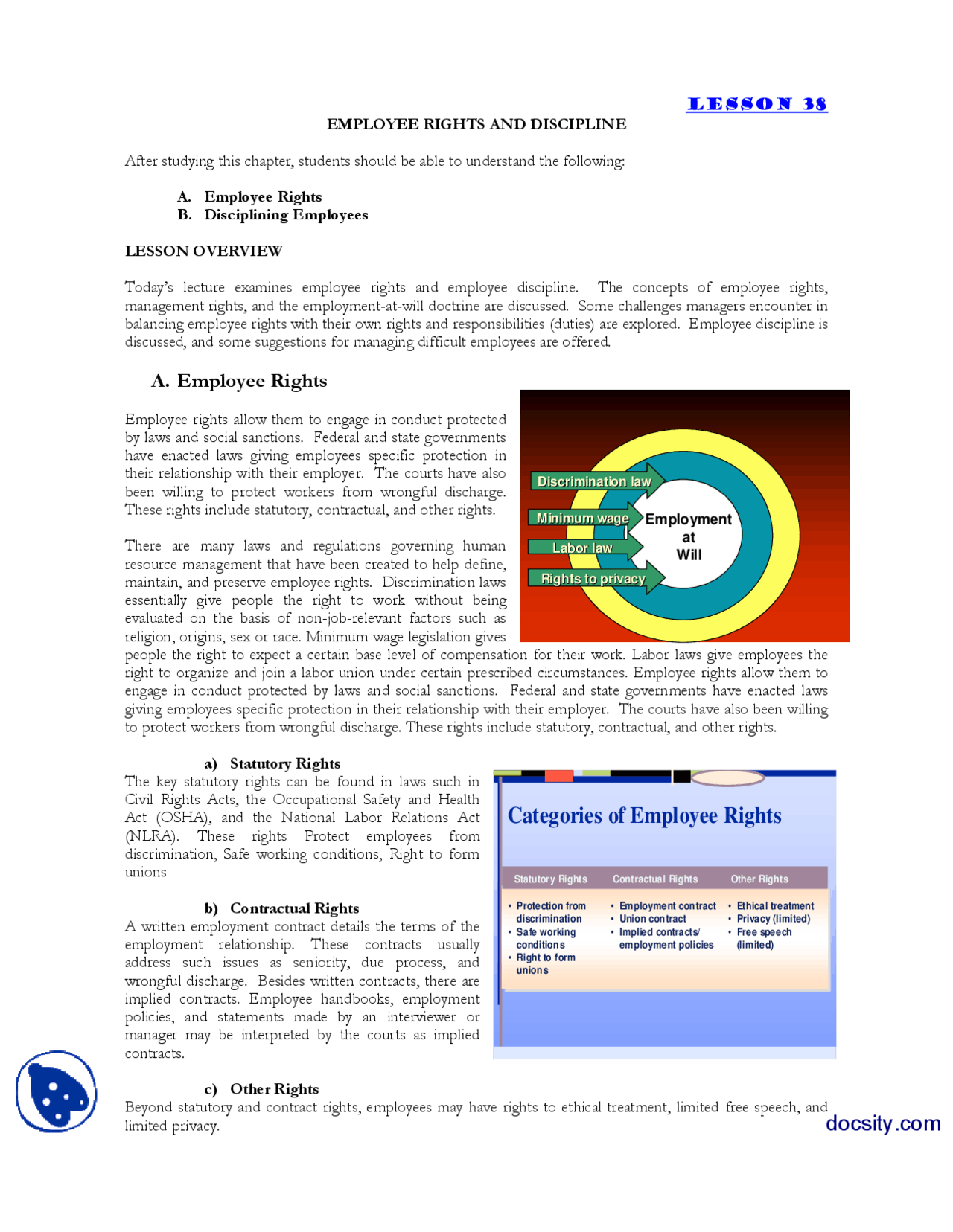 Employee Rights and Dicsipline-Human Resource Managment-Lecture Handout ...