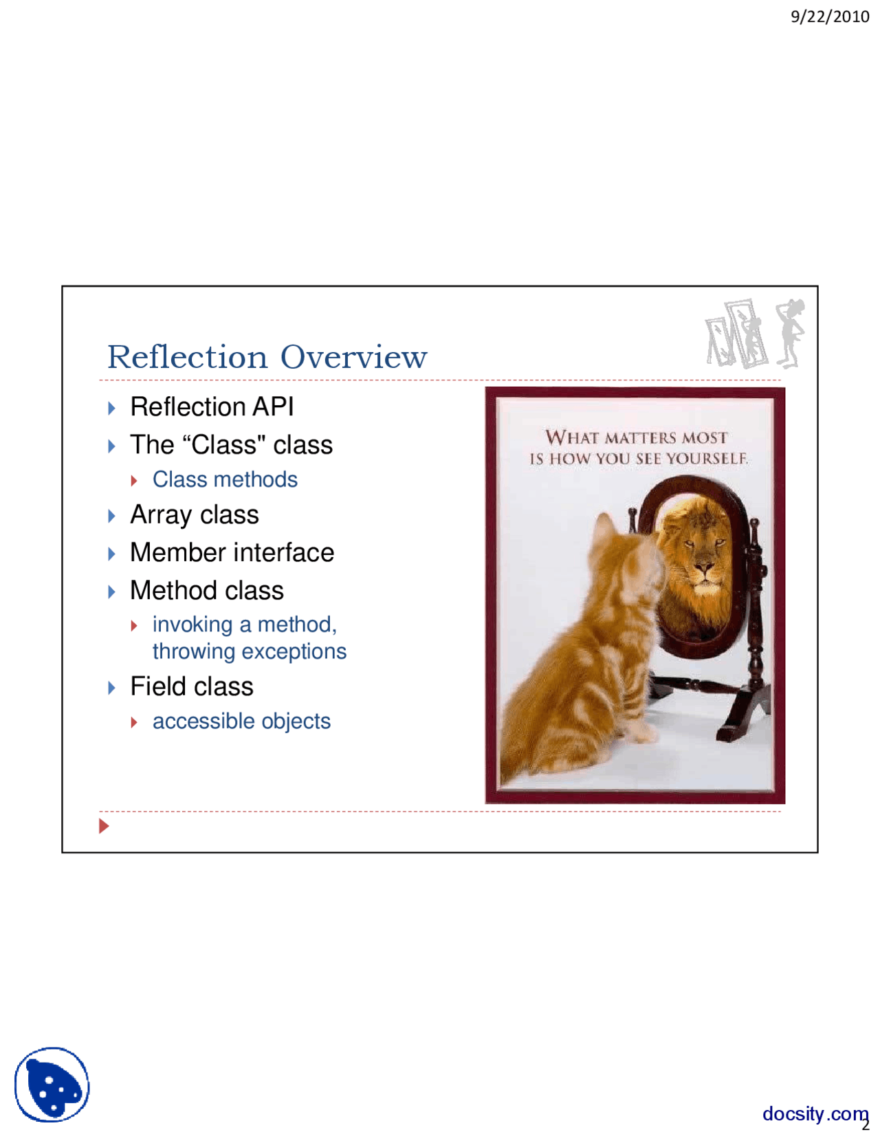 Reflection Overview Part 1-Java Programming-Lecture Slides - Docsity