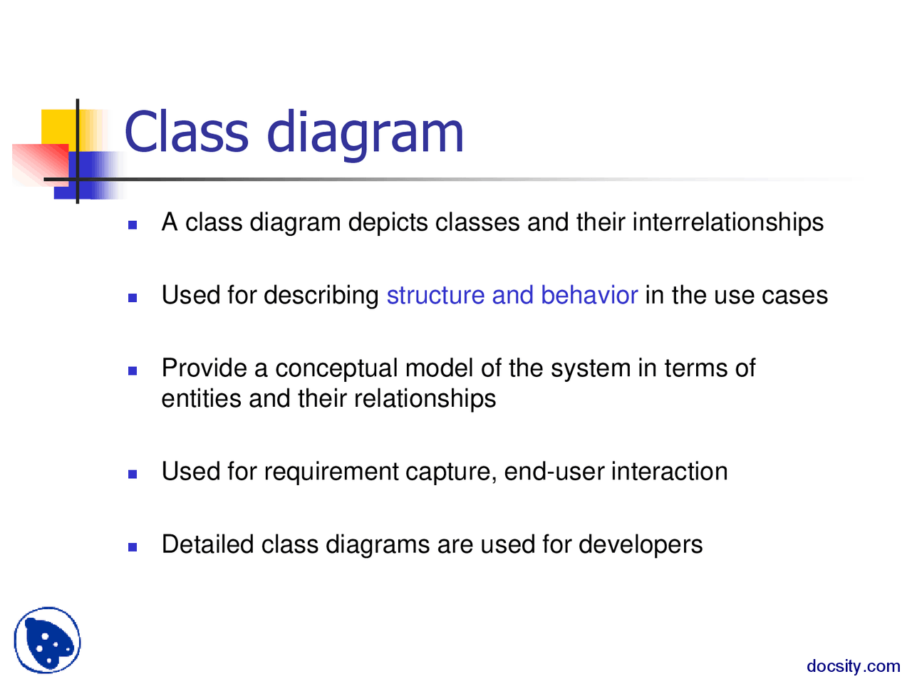 Class Diagram-Object Oriented Analysis And Design-Lecture Slides - Docsity