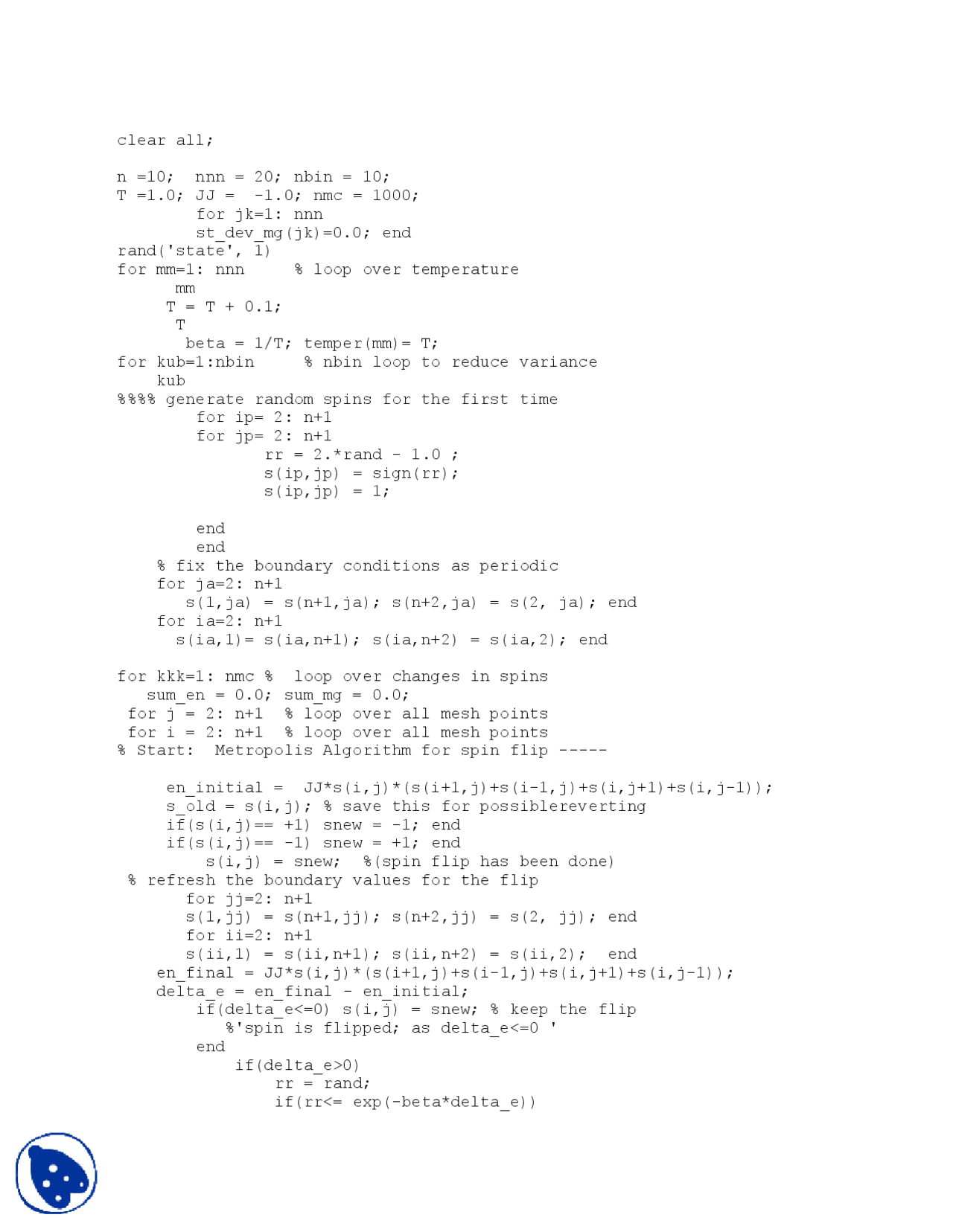 Ising final-Computational Physics-Codes - Docsity