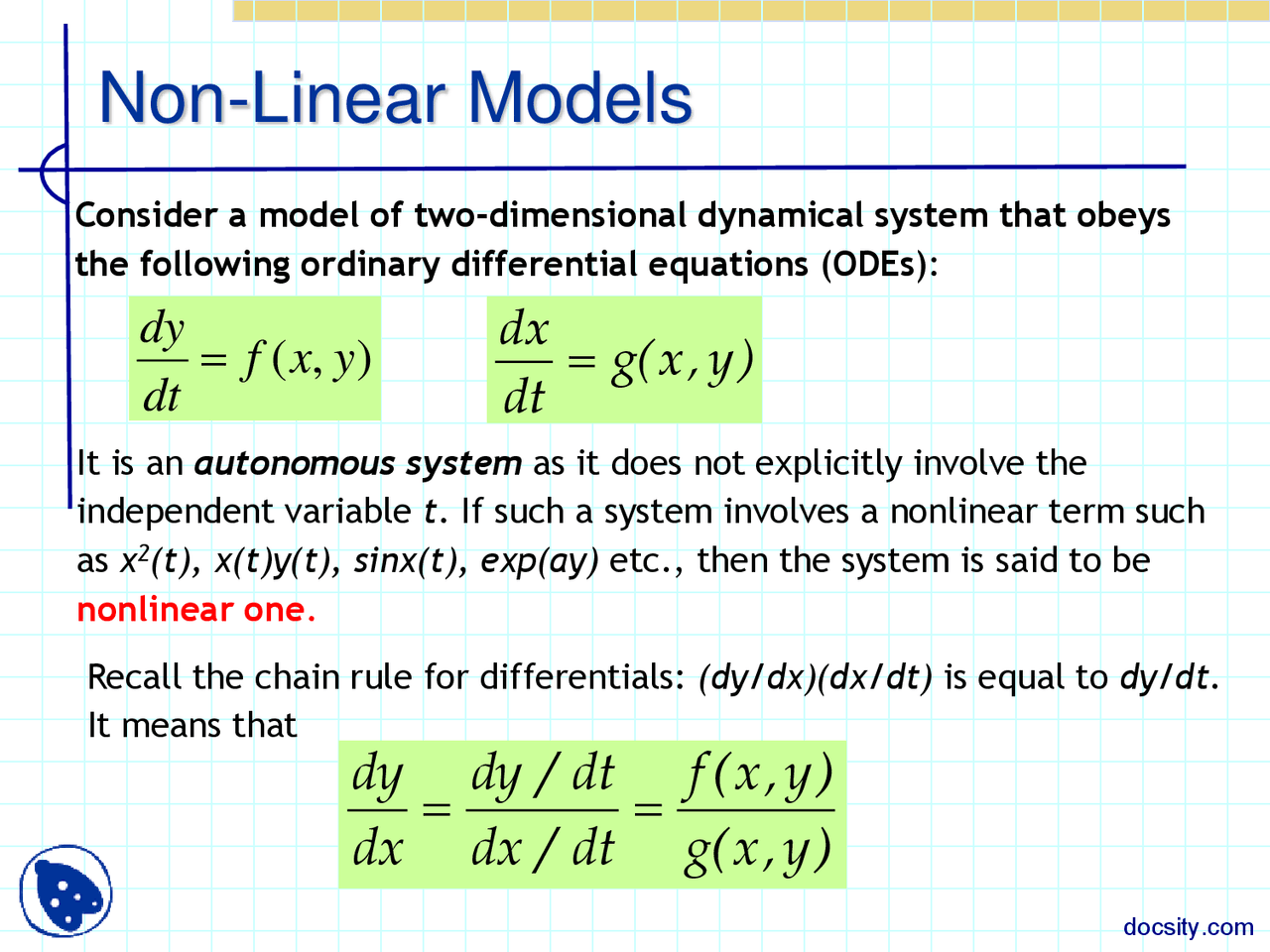 Nonlinear Modelling Non Linear Models-Computational Physics-Lecture Slides - Docsity