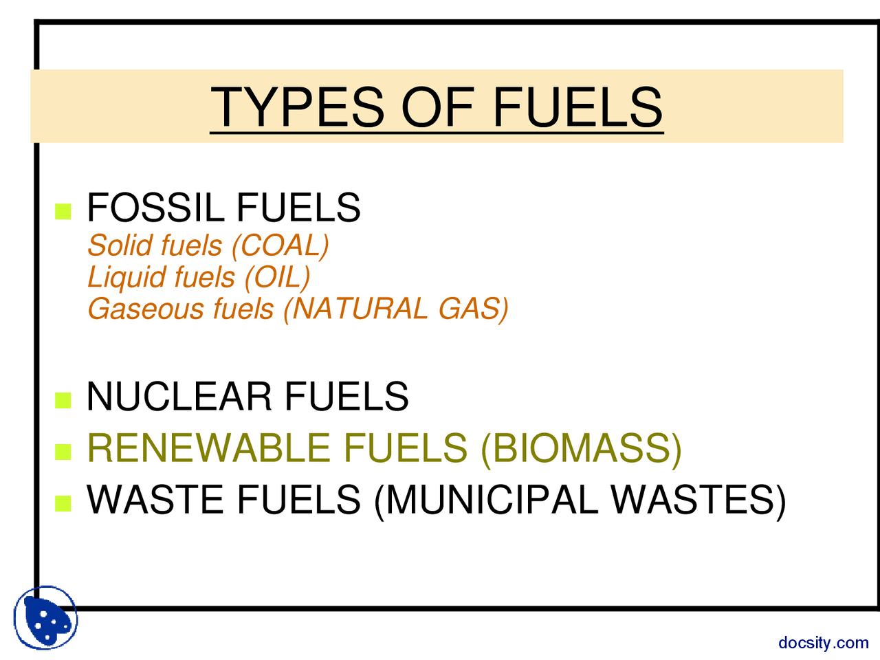 Fuele Types Types Of Fuels-Thermodynamics-Lecture Slides - Docsity