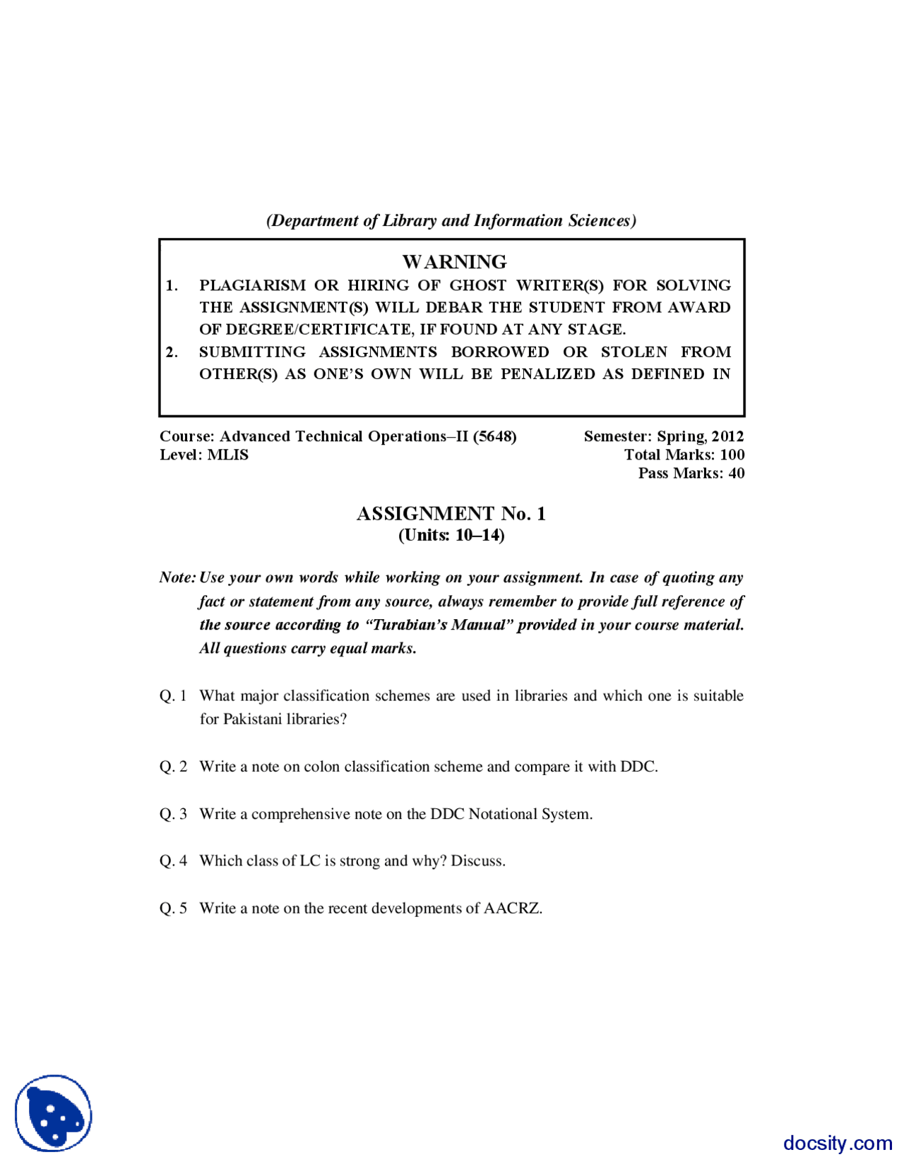 DDC Notational System, Class of LC-Advanced Technical Operations ...