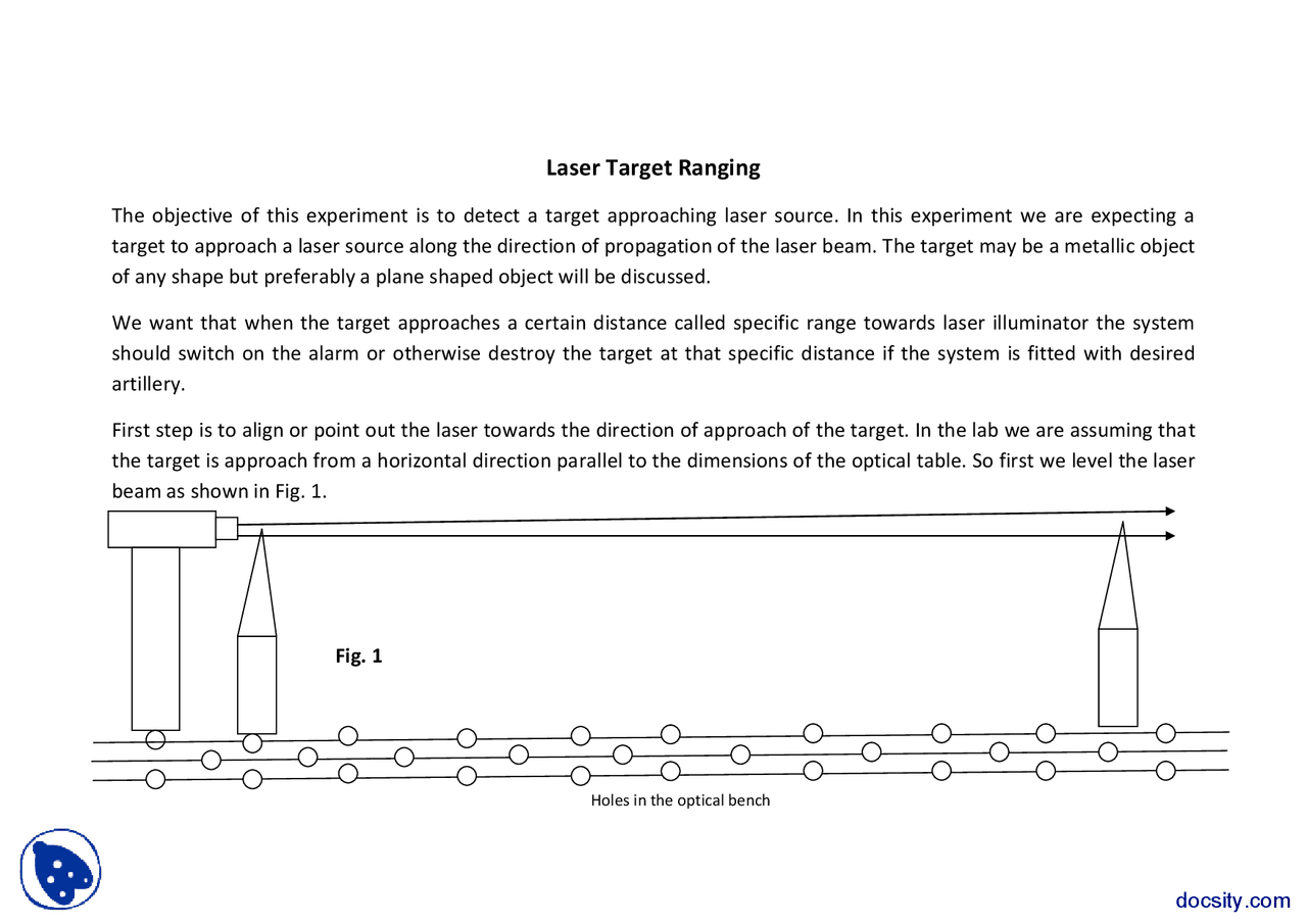 Laser Target Ranging-Physics-Lab Report | Exercises Physics | Docsity