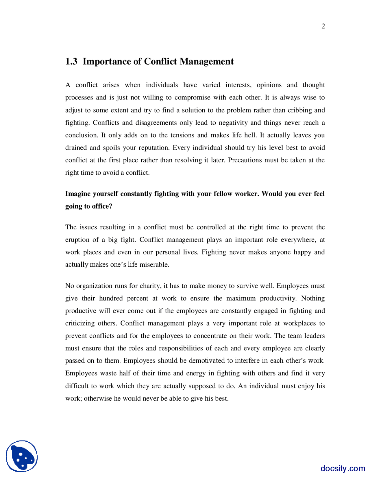 Conflict Management-Communication Skills-Report - Docsity