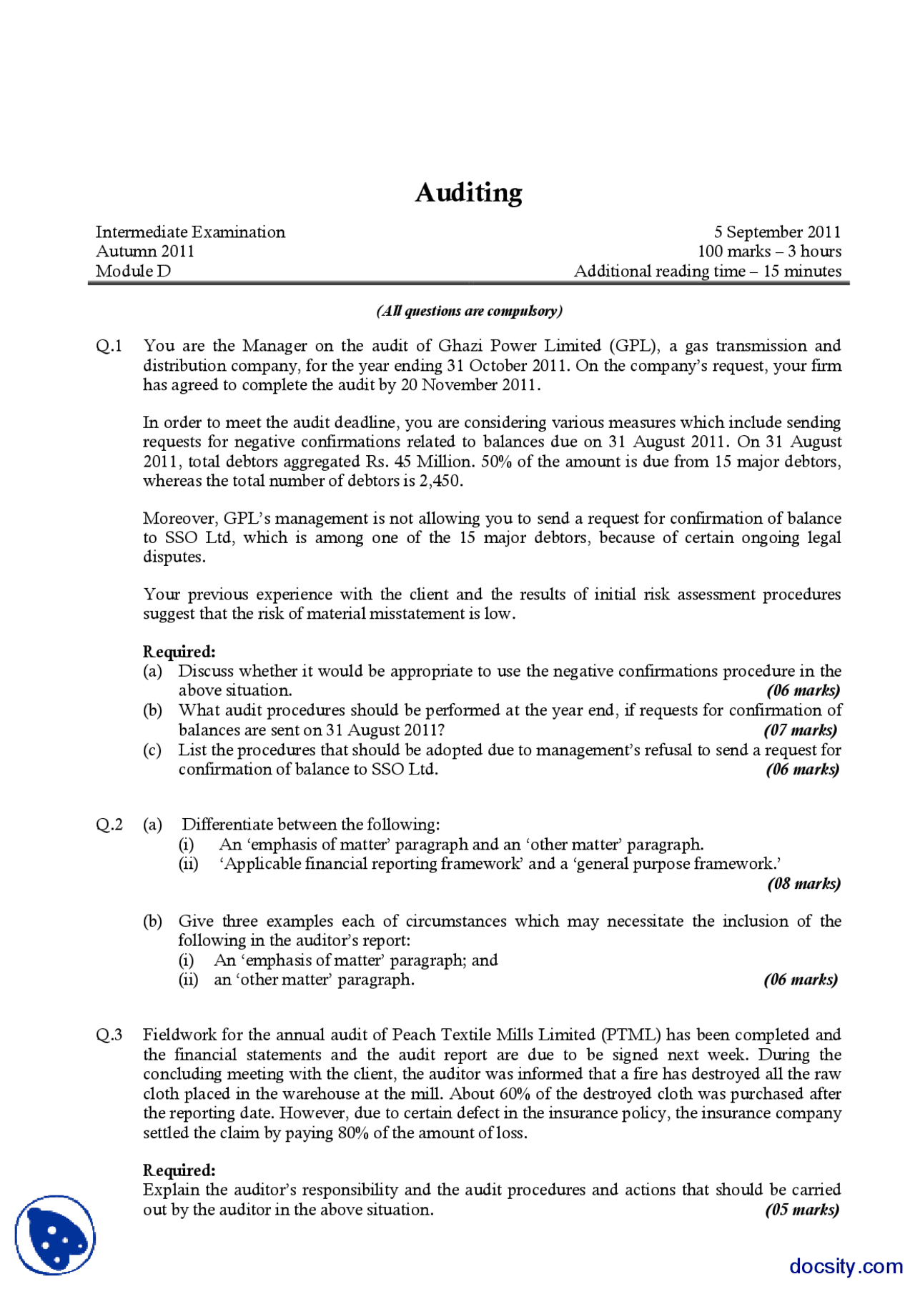 Emphasis Of Matter, Timely Discussion, Risk Of Material Misstatement