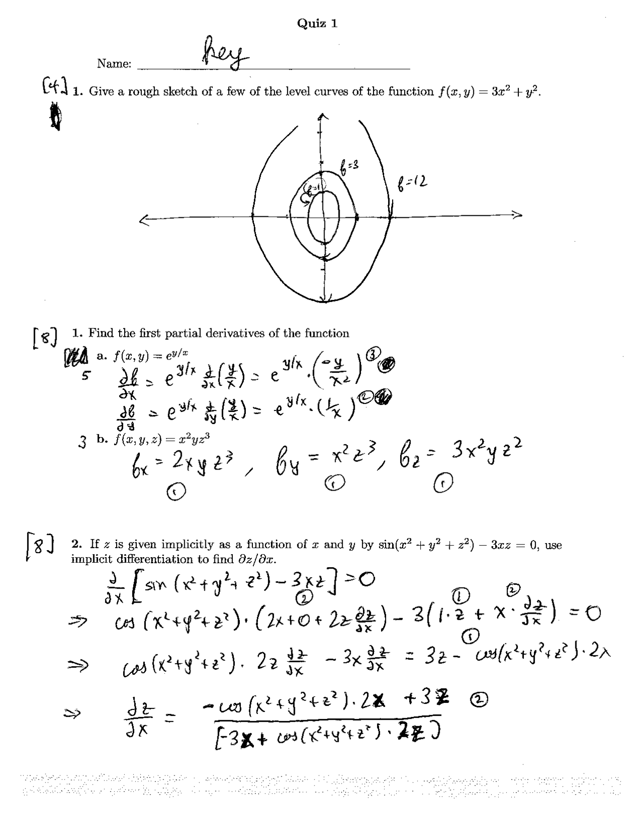 Solution Of 3 Problems On Calculus And Analytic Geometry I Quiz 1 Math 2443 Docsity