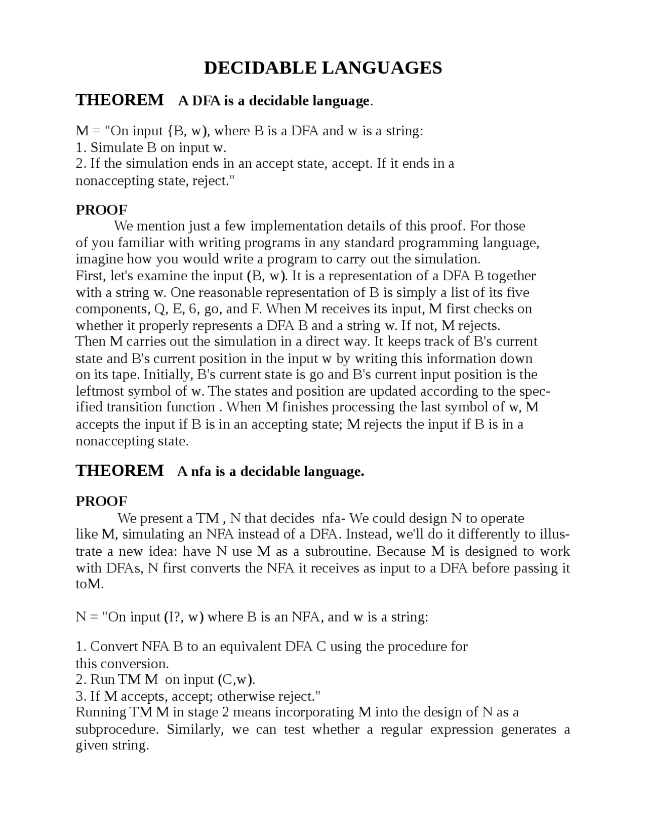 DECIDABILITY | Study notes Theory of Computation | Docsity