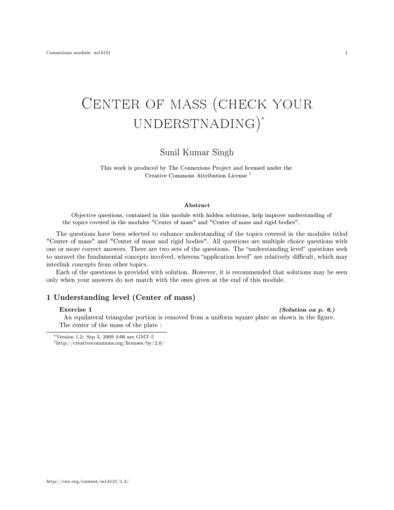 Center of mass (check your understnading), college study notes ...
