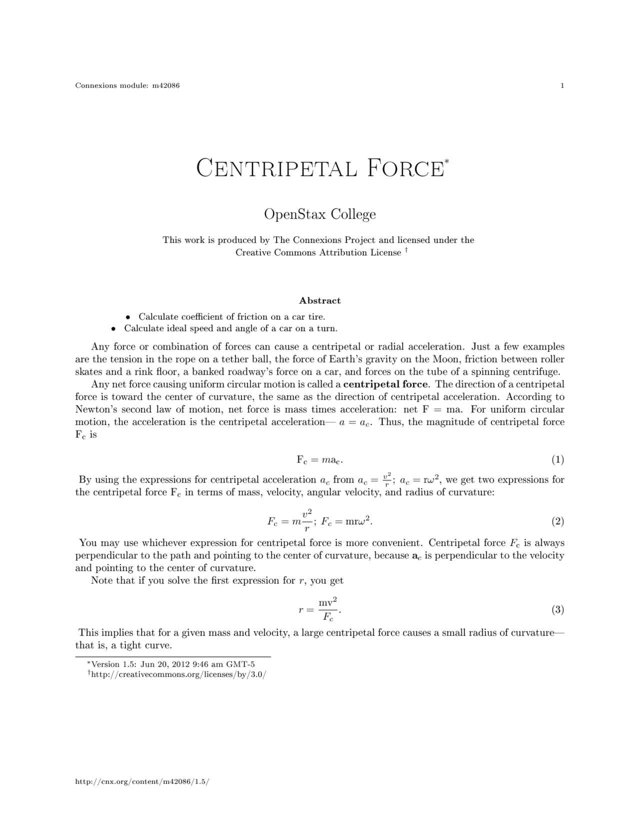 Centripetal force, college study notes - Centripetal force - Docsity