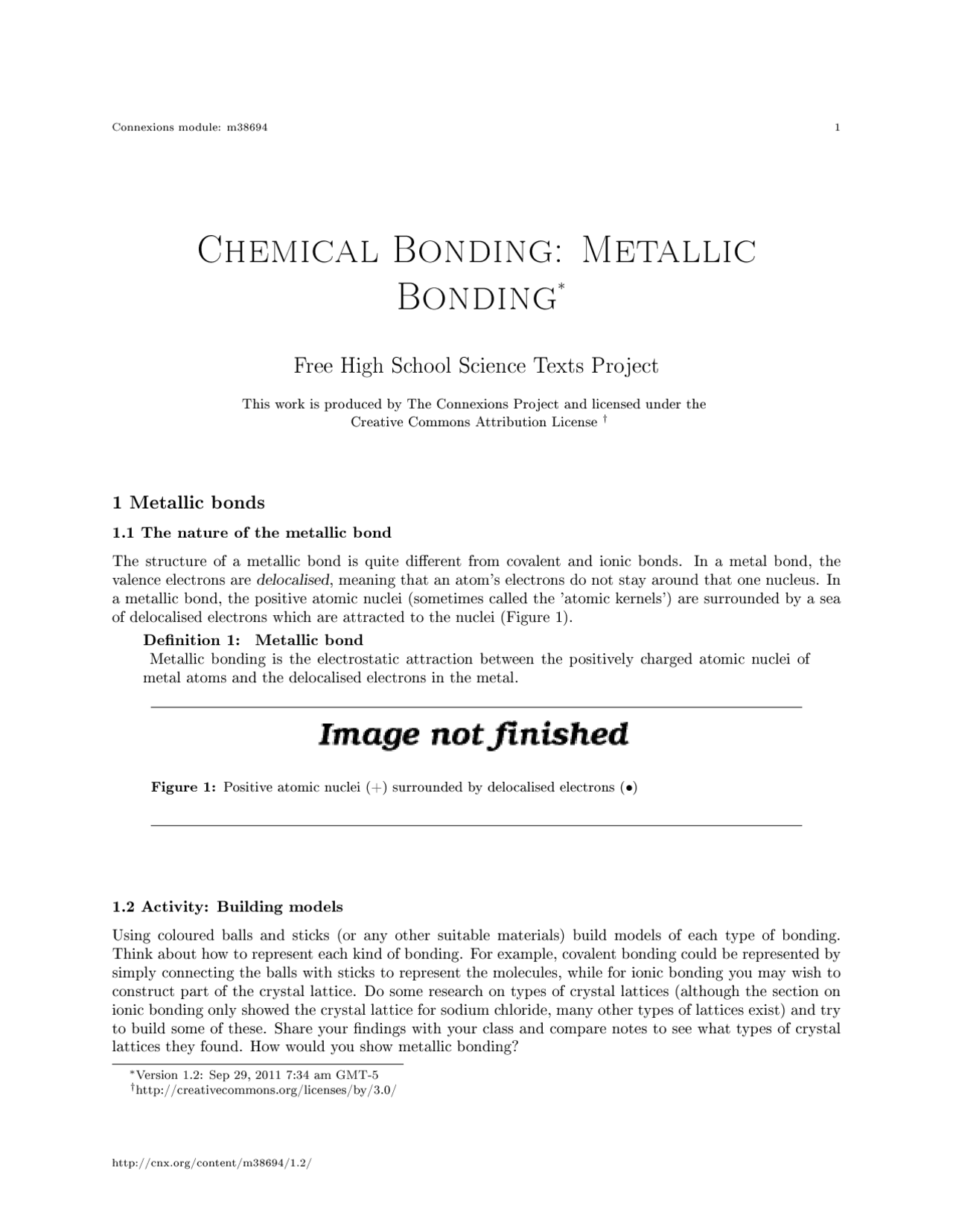 Chemical bonding- metallic bonding, college study notes - The nature of