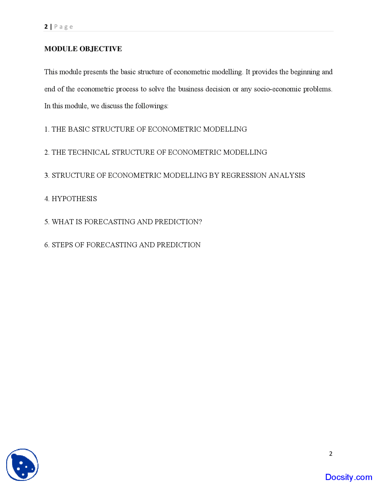 Structure of econometric modeling econometric modeling lecture