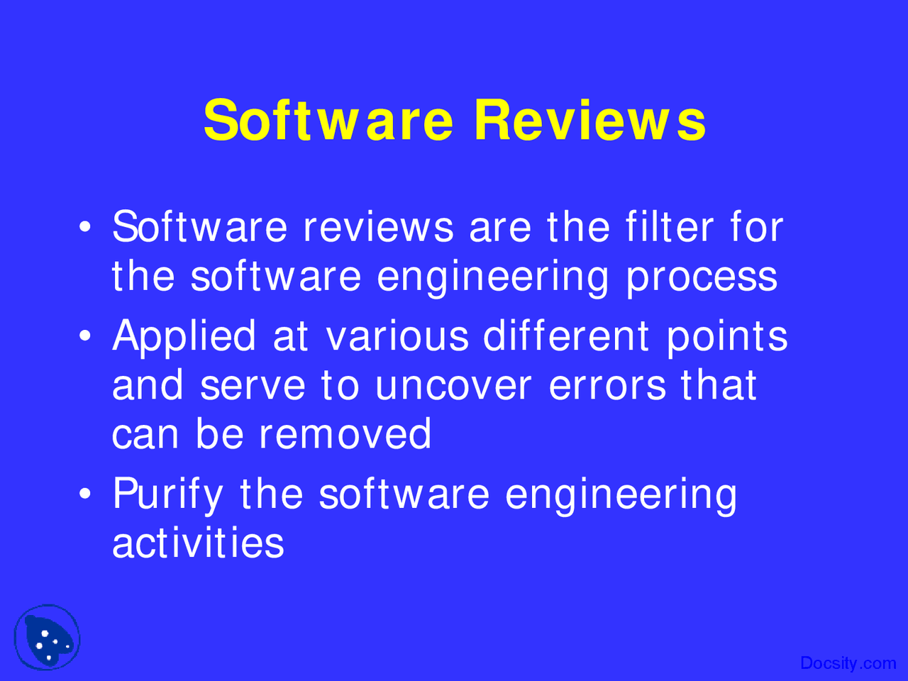 Software Reviews - Project Management - Lecture Slides - Docsity