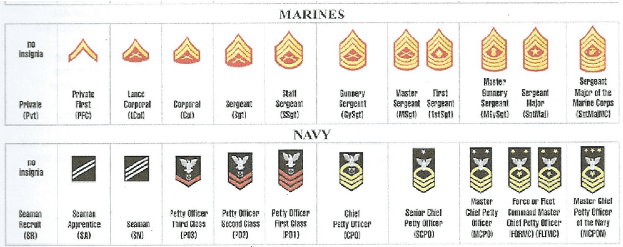 Enlisted Ranks - Marines - Introduction to Naval Science | MN 1004 ...