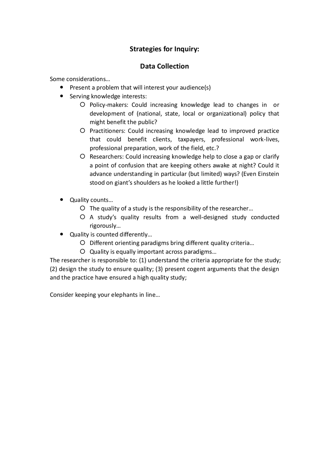 CollectionStrategies for Inquiry Data Collection - Docsity