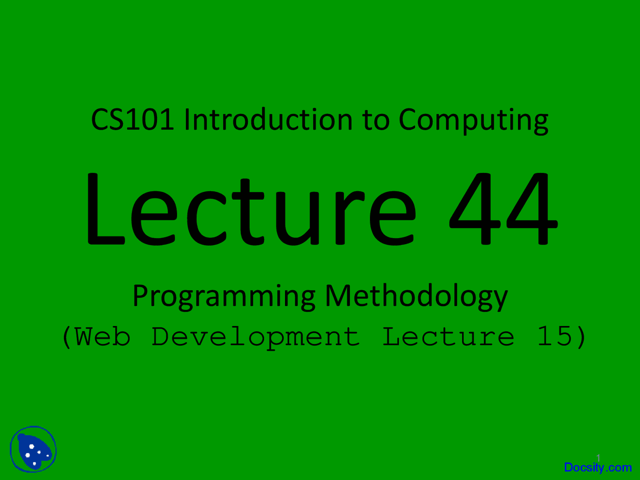 Programming Methodology - Introduction to Computing - Lecture Slides ...