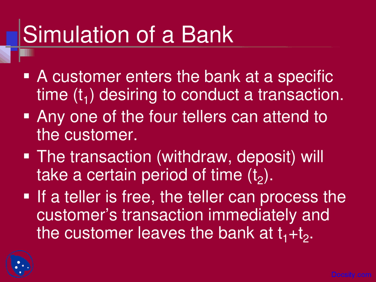 Simulation of a Bank, Simulation Models - Data Stuctures - Lecture ...