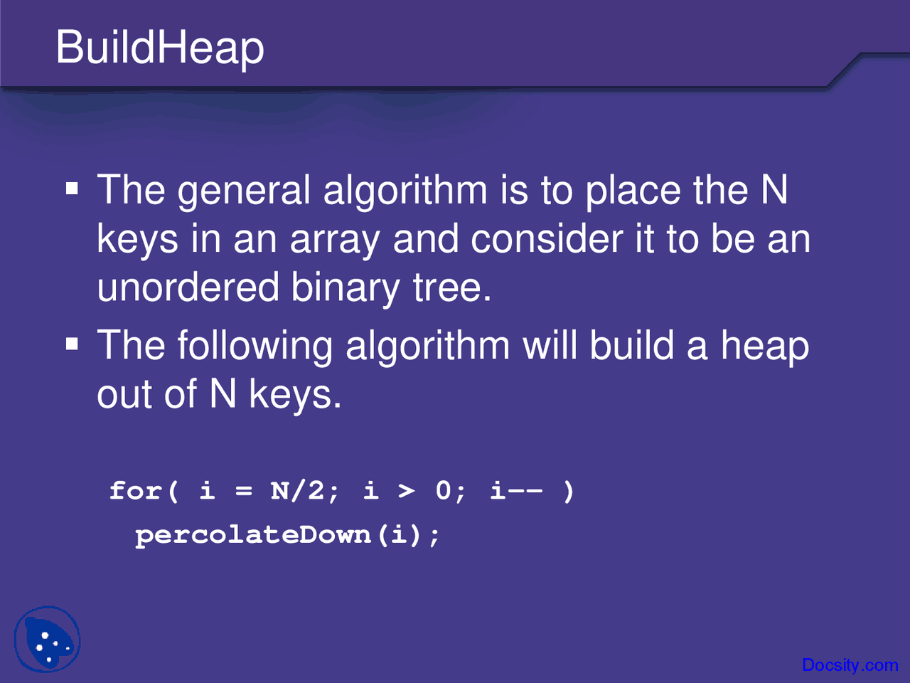 Build Heap, Heap code in Cpp - Data Stuctures - Lecture Slides | Slides ...