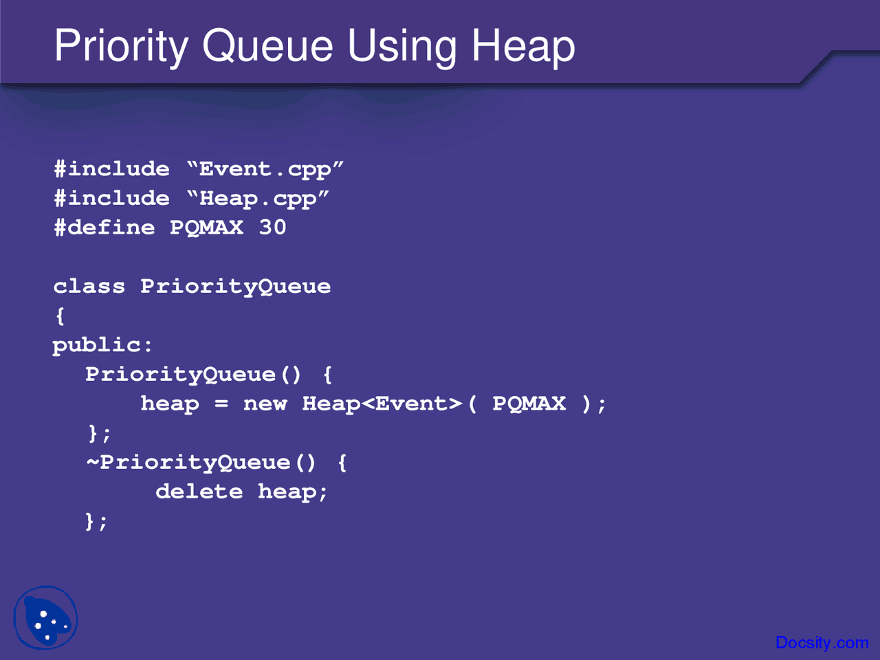 Priority Queue Using Heap - Data Stuctures - Lecture Slides - Docsity