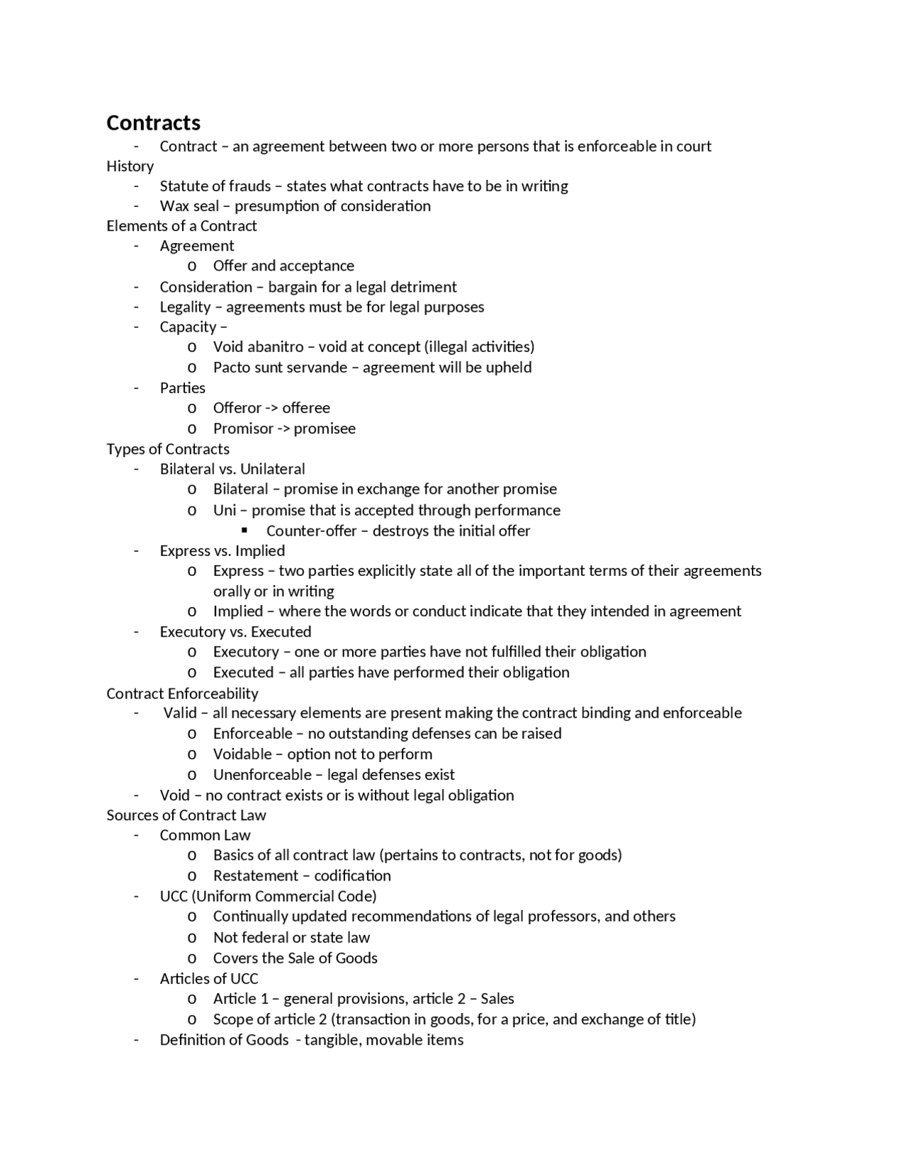 Legal Environment of Business Class Notes for Exams FIN 3055