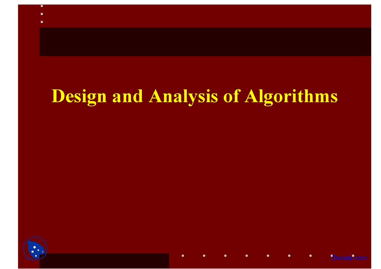 Design and Analysis of Algorithms - Algorithm - Lecture Slides | Slides ...