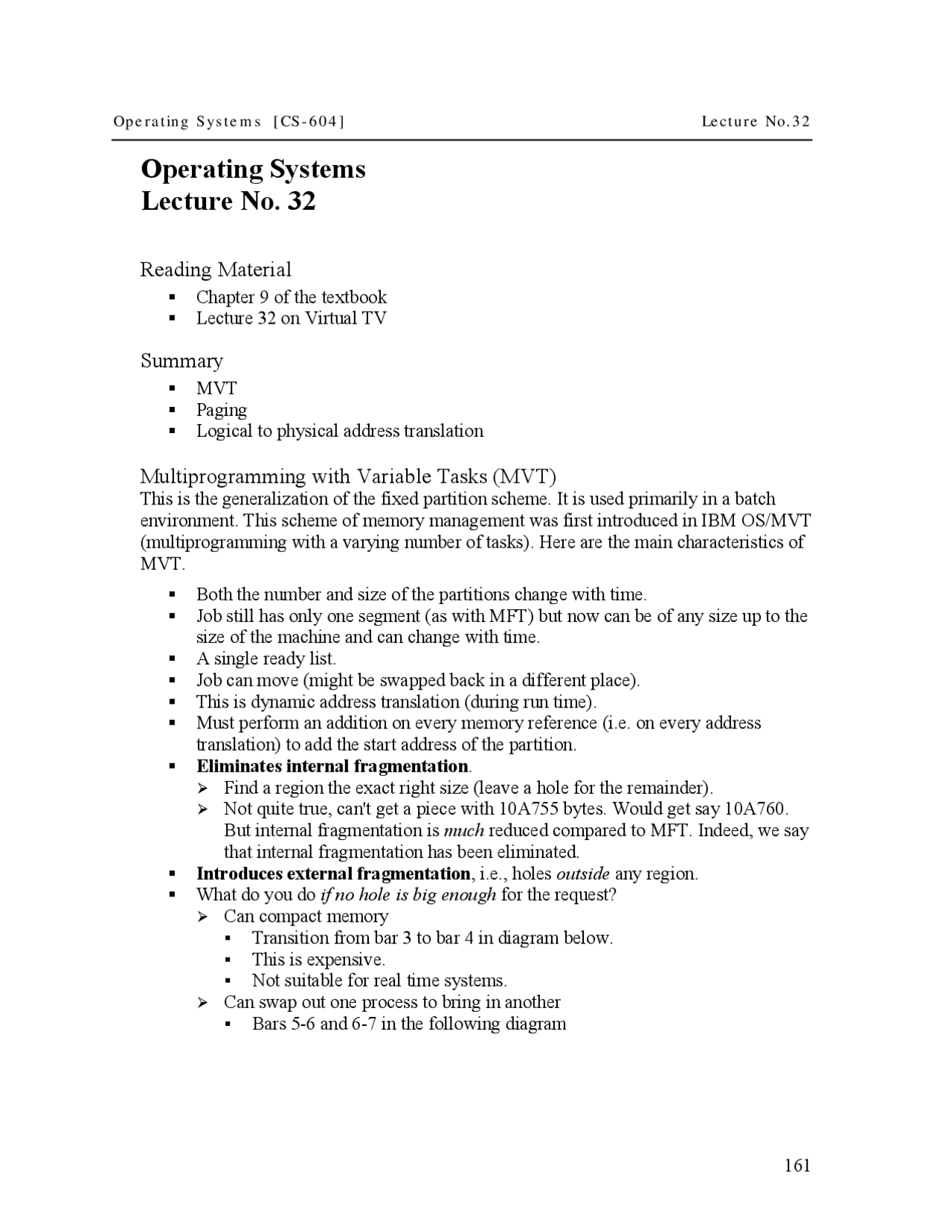 Multi programming with Variable Tasks - Introduction to Operating ...