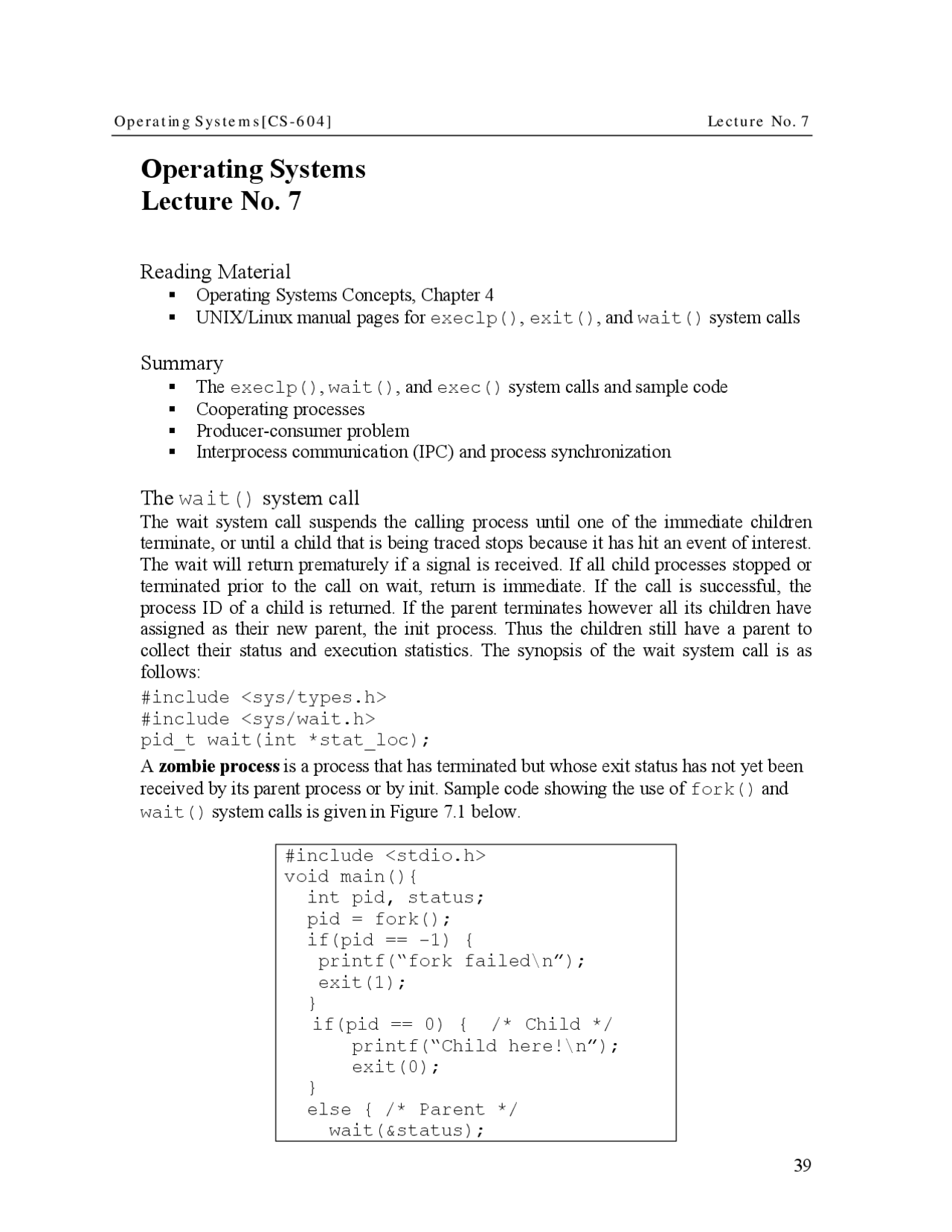 Cooperative Processes - Introduction to Operating System - Lecture ...