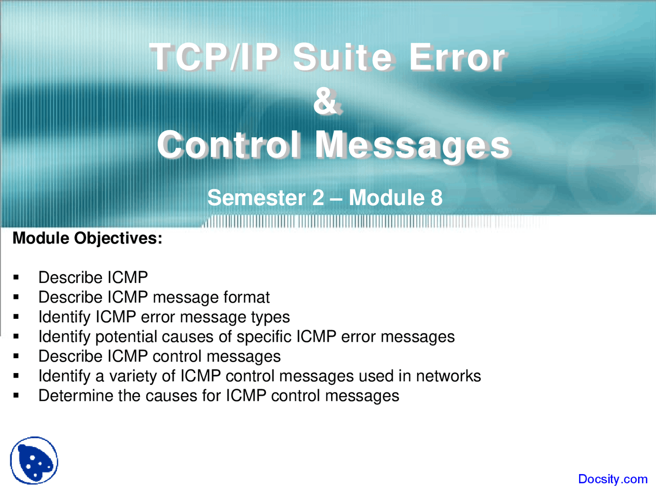 Suite Error, Control Messages - Computer Network - Lecture Slides - Docsity