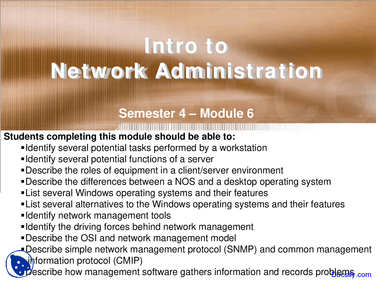 Network Administration - Computer Network - Lecture Slides - Docsity